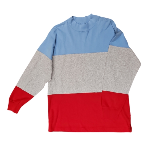 Aritzia Tna Beale Moxk-Neck Long sleeve Color-Block Cotton Top Oversized Size S - Picture 2 of 7